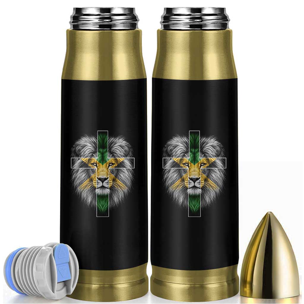 Lion of Judah Cross Jamaica Flag Bullet Tumbler Christian Faith Jamaican Pride