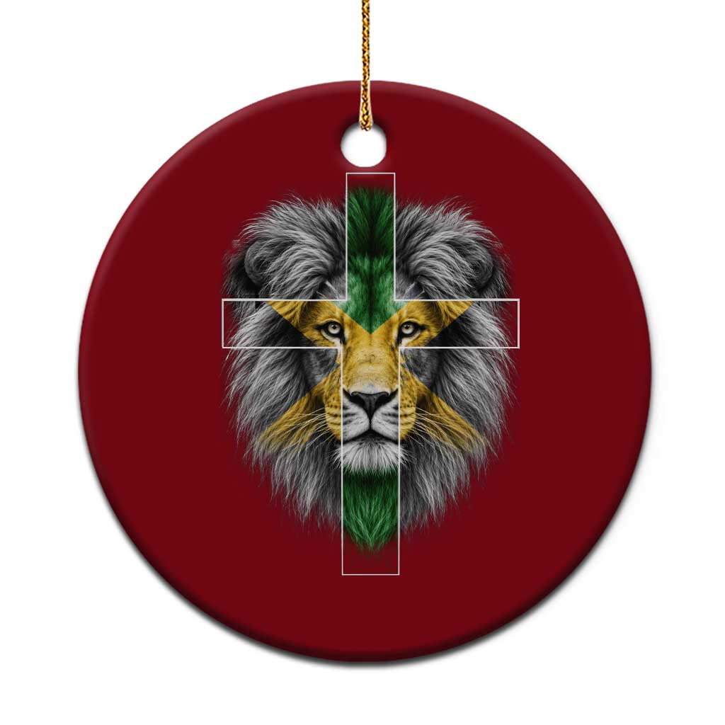 Lion of Judah Cross Jamaica Flag Ceramic Ornament Christian Faith Jamaican Pride