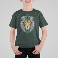 Lion of Judah Cross Jamaica Flag T Shirt For Kid Christian Faith Jamaican Pride