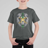 Lion of Judah Cross Jamaica Flag T Shirt For Kid Christian Faith Jamaican Pride