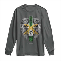 Lion of Judah Cross Jamaica Flag Long Sleeve Shirt Christian Faith Jamaican Pride