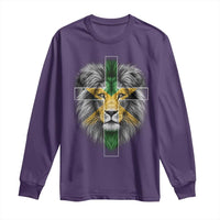 Lion of Judah Cross Jamaica Flag Long Sleeve Shirt Christian Faith Jamaican Pride