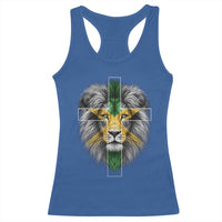 Lion of Judah Cross Jamaica Flag Racerback Tank Top Christian Faith Jamaican Pride