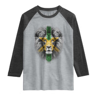 Lion of Judah Cross Jamaica Flag Raglan Shirt Christian Faith Jamaican Pride