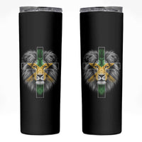 Lion of Judah Cross Jamaica Flag Skinny Tumbler Christian Faith Jamaican Pride