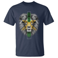 Lion of Judah Cross Jamaica Flag T Shirt Christian Faith Jamaican Pride
