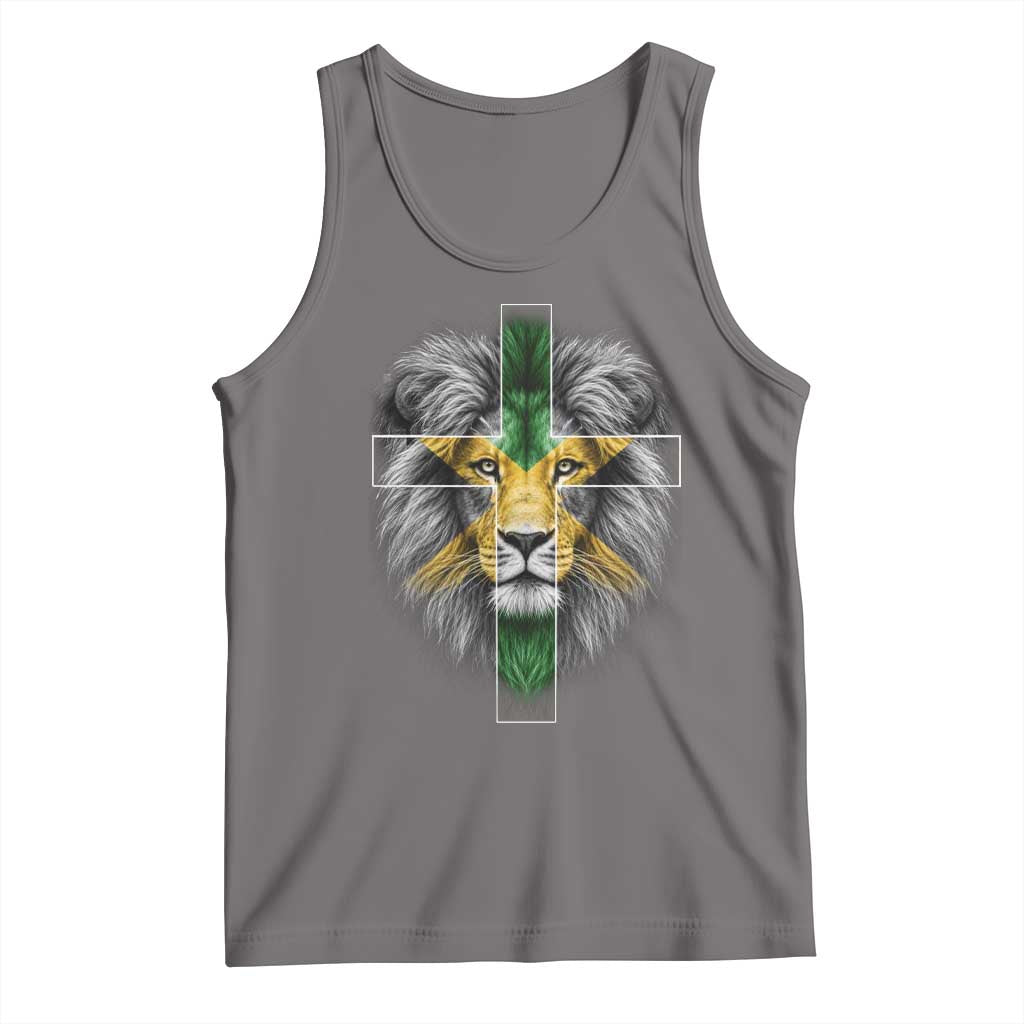Lion of Judah Cross Jamaica Flag Tank Top Christian Faith Jamaican Pride