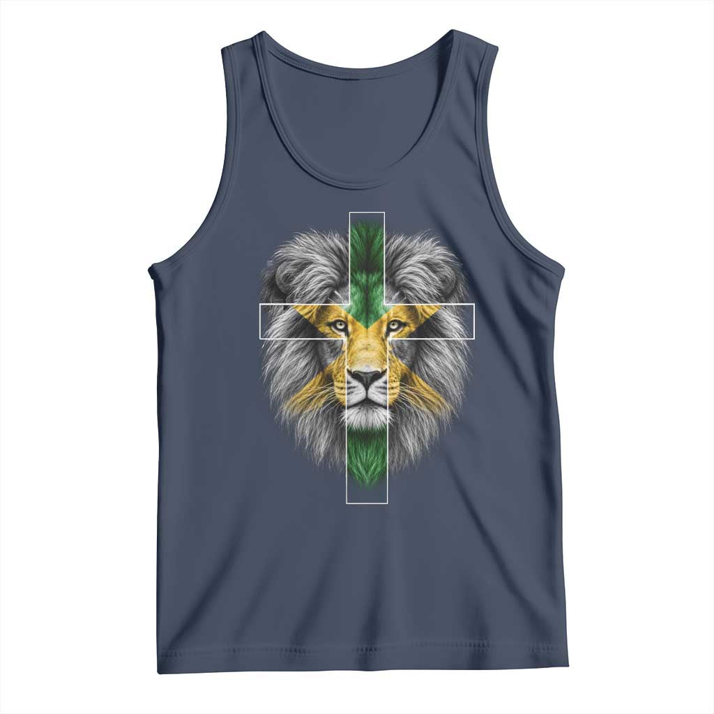 Lion of Judah Cross Jamaica Flag Tank Top Christian Faith Jamaican Pride