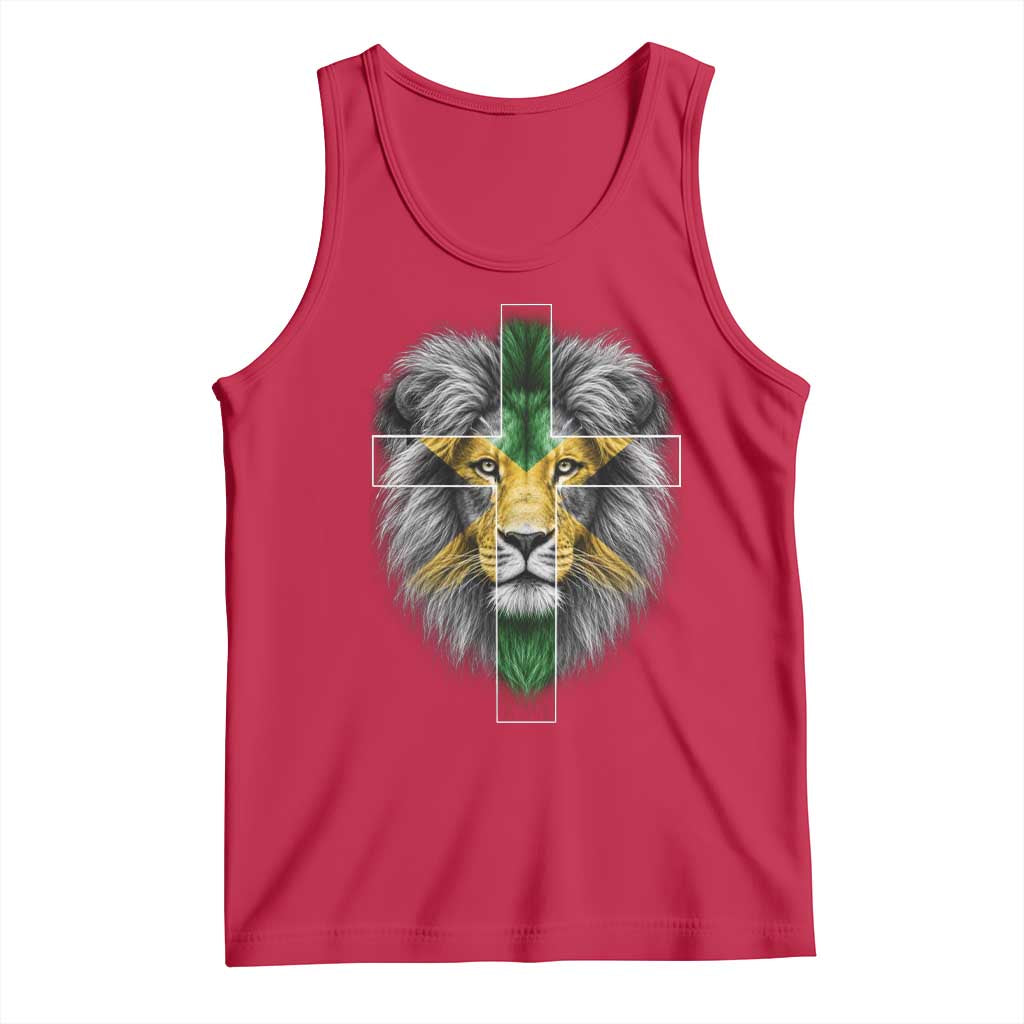 Lion of Judah Cross Jamaica Flag Tank Top Christian Faith Jamaican Pride