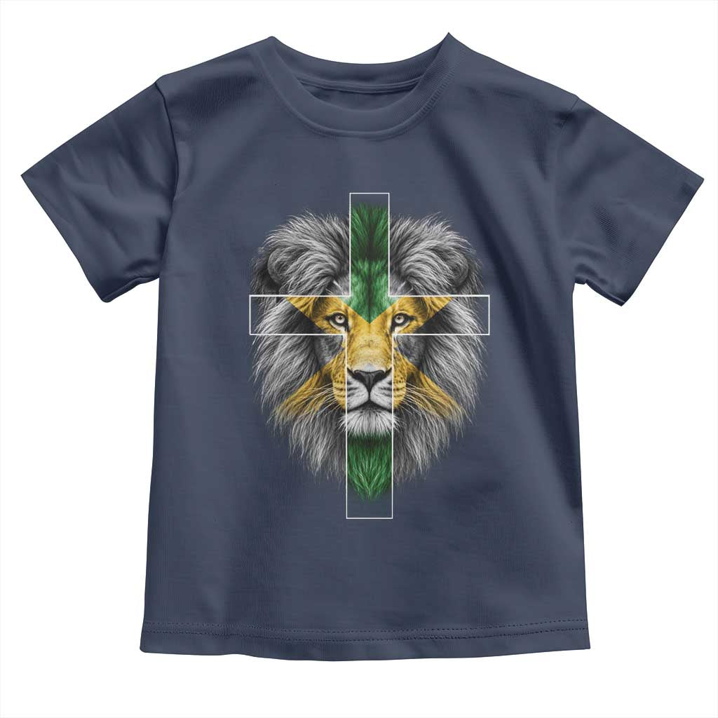 Lion of Judah Cross Jamaica Flag Toddler T Shirt Christian Faith Jamaican Pride