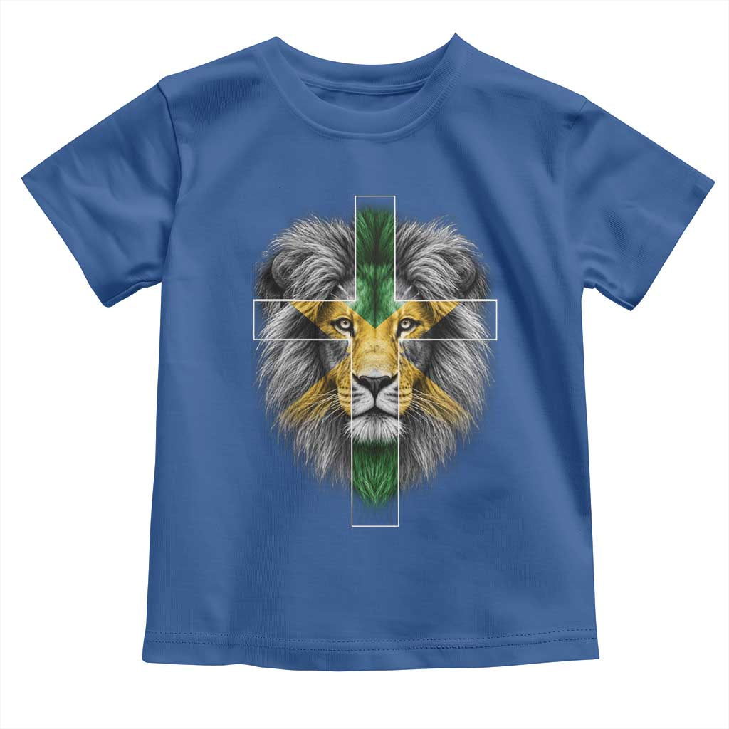 Lion of Judah Cross Jamaica Flag Toddler T Shirt Christian Faith Jamaican Pride