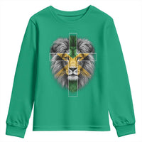 Lion of Judah Cross Jamaica Flag Youth Sweatshirt Christian Faith Jamaican Pride