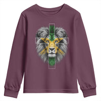 Lion of Judah Cross Jamaica Flag Youth Sweatshirt Christian Faith Jamaican Pride