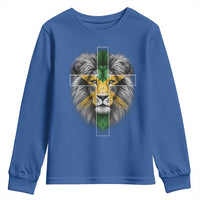 Lion of Judah Cross Jamaica Flag Youth Sweatshirt Christian Faith Jamaican Pride