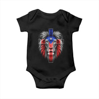 Lion of Judah Cross Puerto Rico Flag Baby Onesie Christian Faith Puerto Rican Pride