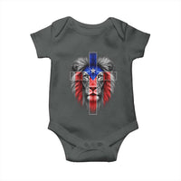 Lion of Judah Cross Puerto Rico Flag Baby Onesie Christian Faith Puerto Rican Pride