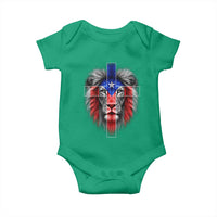Lion of Judah Cross Puerto Rico Flag Baby Onesie Christian Faith Puerto Rican Pride