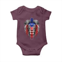 Lion of Judah Cross Puerto Rico Flag Baby Onesie Christian Faith Puerto Rican Pride