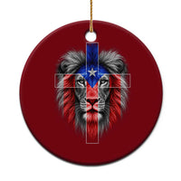 Lion of Judah Cross Puerto Rico Flag Ceramic Ornament Christian Faith Puerto Rican Pride