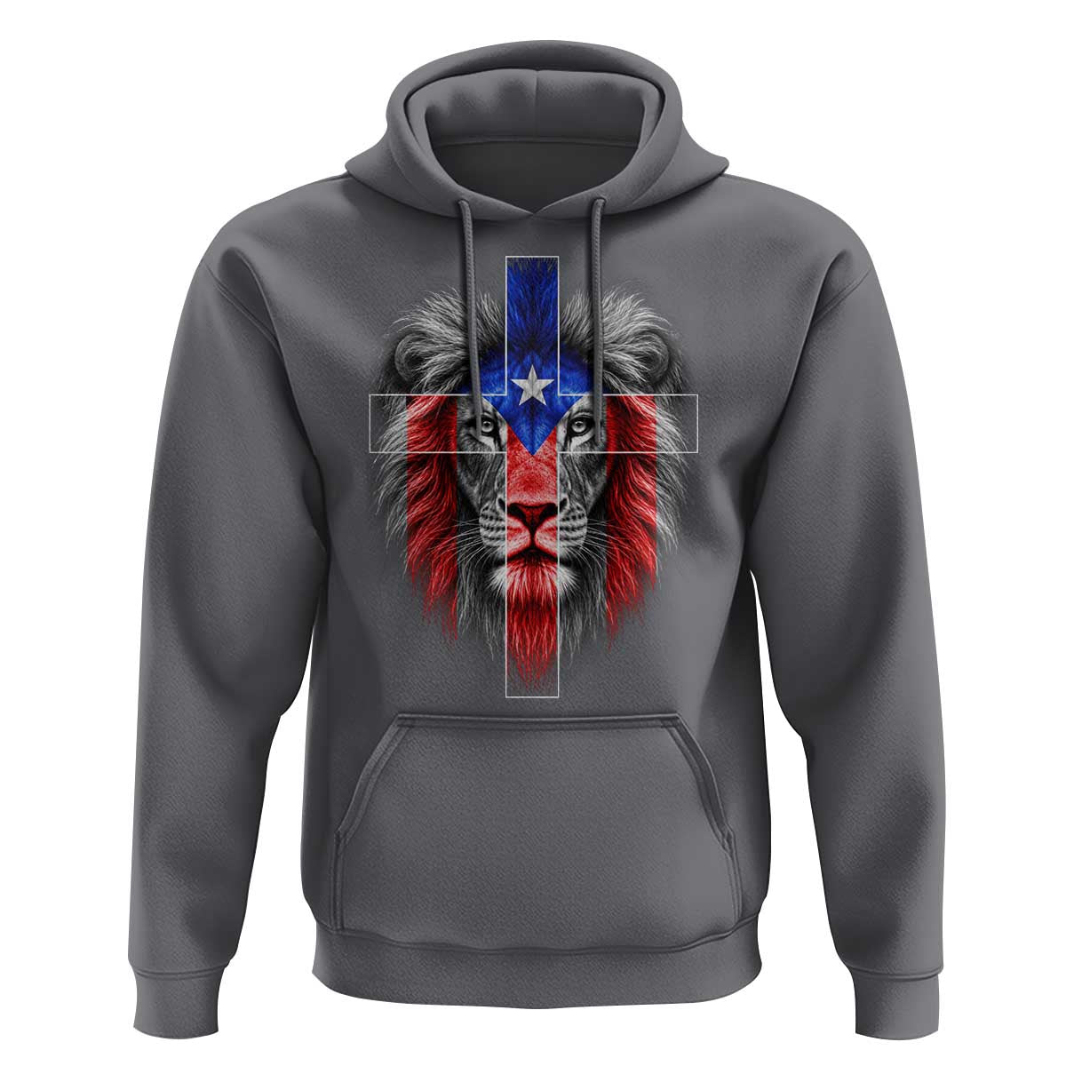 Lion of Judah Cross Puerto Rico Flag Hoodie Christian Faith Puerto Rican Pride