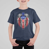 Lion of Judah Cross Puerto Rico Flag T Shirt For Kid Christian Faith Puerto Rican Pride