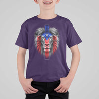 Lion of Judah Cross Puerto Rico Flag T Shirt For Kid Christian Faith Puerto Rican Pride
