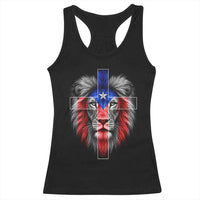 Lion of Judah Cross Puerto Rico Flag Racerback Tank Top Christian Faith Puerto Rican Pride