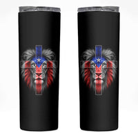 Lion of Judah Cross Puerto Rico Flag Skinny Tumbler Christian Faith Puerto Rican Pride