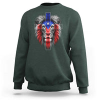 Lion of Judah Cross Puerto Rico Flag Sweatshirt Christian Faith Puerto Rican Pride