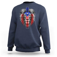 Lion of Judah Cross Puerto Rico Flag Sweatshirt Christian Faith Puerto Rican Pride