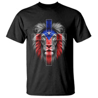 Lion of Judah Cross Puerto Rico Flag T Shirt Christian Faith Puerto Rican Pride