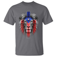 Lion of Judah Cross Puerto Rico Flag T Shirt Christian Faith Puerto Rican Pride