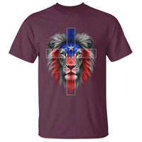 Lion of Judah Cross Puerto Rico Flag T Shirt Christian Faith Puerto Rican Pride