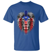 Lion of Judah Cross Puerto Rico Flag T Shirt Christian Faith Puerto Rican Pride