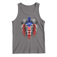 Lion of Judah Cross Puerto Rico Flag Tank Top Christian Faith Puerto Rican Pride