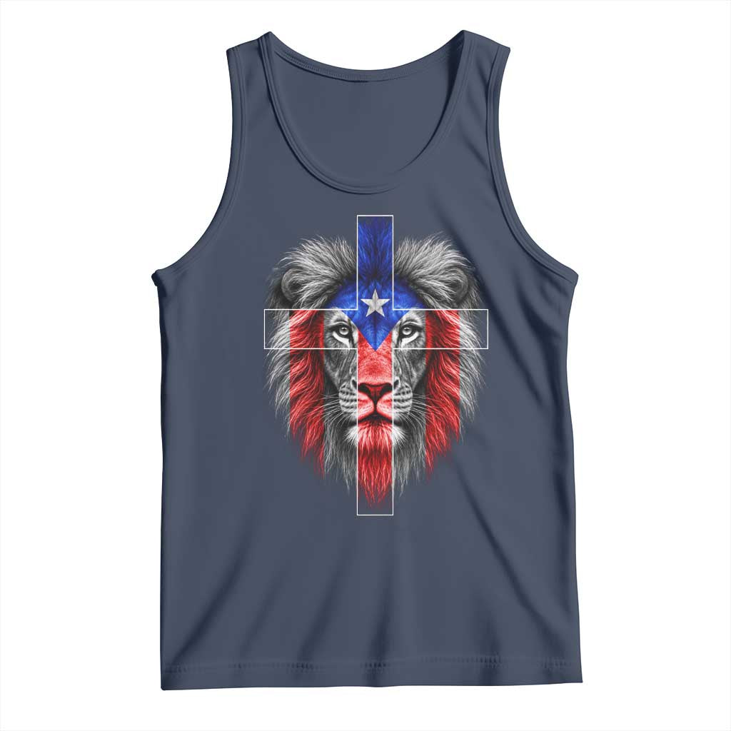 Lion of Judah Cross Puerto Rico Flag Tank Top Christian Faith Puerto Rican Pride