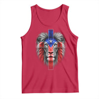 Lion of Judah Cross Puerto Rico Flag Tank Top Christian Faith Puerto Rican Pride