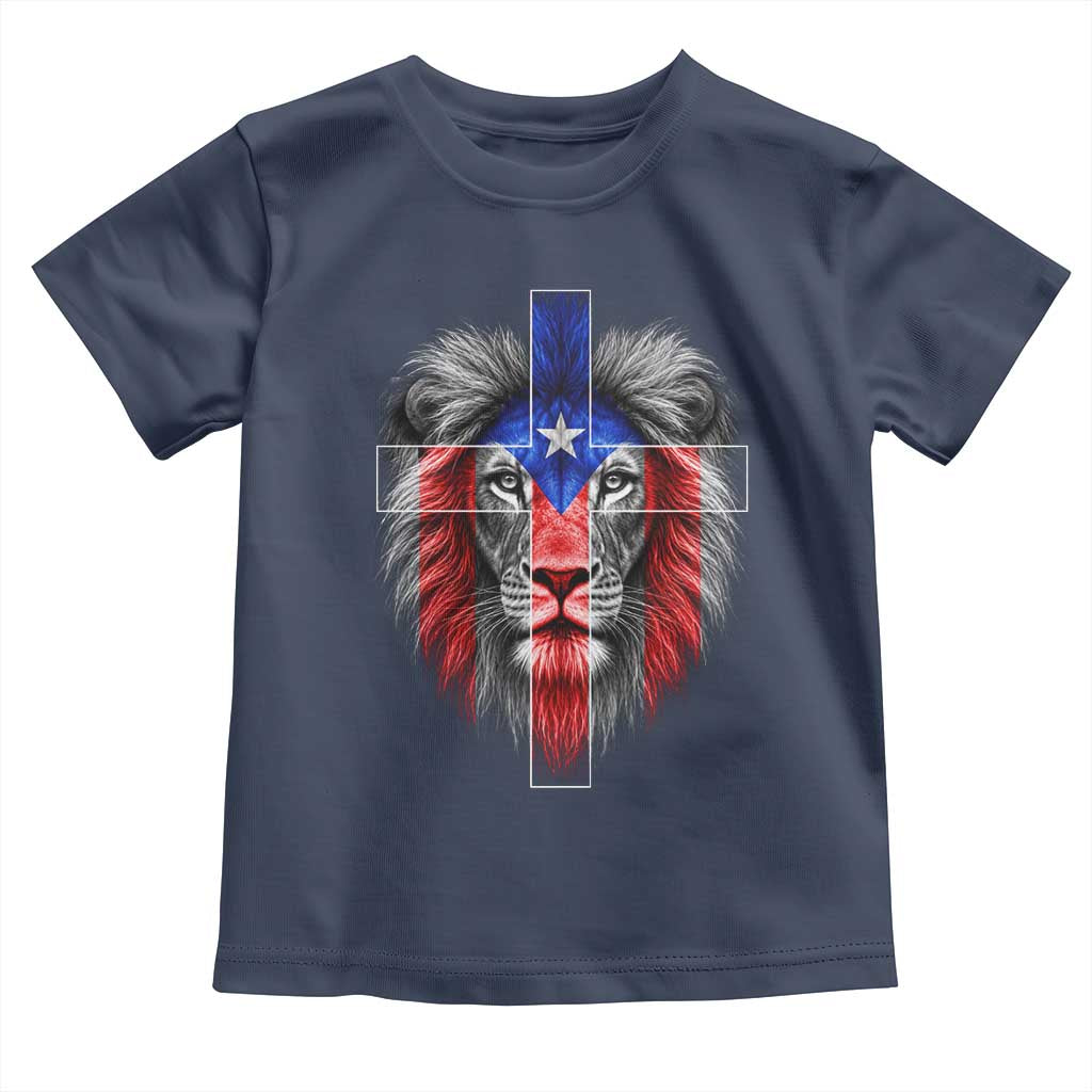 Lion of Judah Cross Puerto Rico Flag Toddler T Shirt Christian Faith Puerto Rican Pride