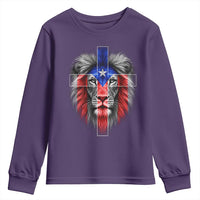 Lion of Judah Cross Puerto Rico Flag Youth Sweatshirt Christian Faith Puerto Rican Pride