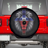 Lion of Judah Cross Haiti Flag Spare Tire Cover Christian Faith Haitian Pride