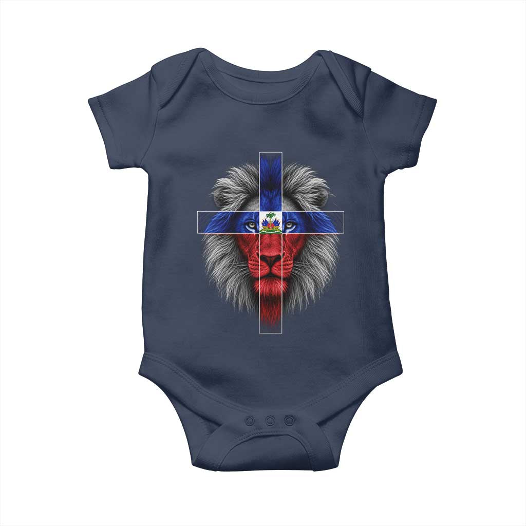 Lion of Judah Cross Haiti Flag Baby Onesie Christian Faith Haitian Pride