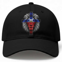 Lion of Judah Cross Haiti Flag Baseball Cap Christian Faith Haitian Pride
