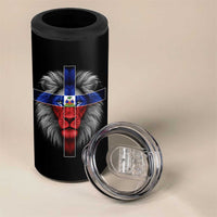 Lion of Judah Cross Haiti Flag 4 in 1 Can Cooler Tumbler Christian Faith Haitian Pride
