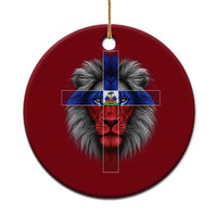 Lion of Judah Cross Haiti Flag Ceramic Ornament Christian Faith Haitian Pride