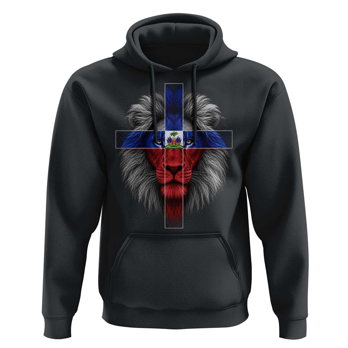 Lion of Judah Cross Haiti Flag Hoodie Christian Faith Haitian Pride