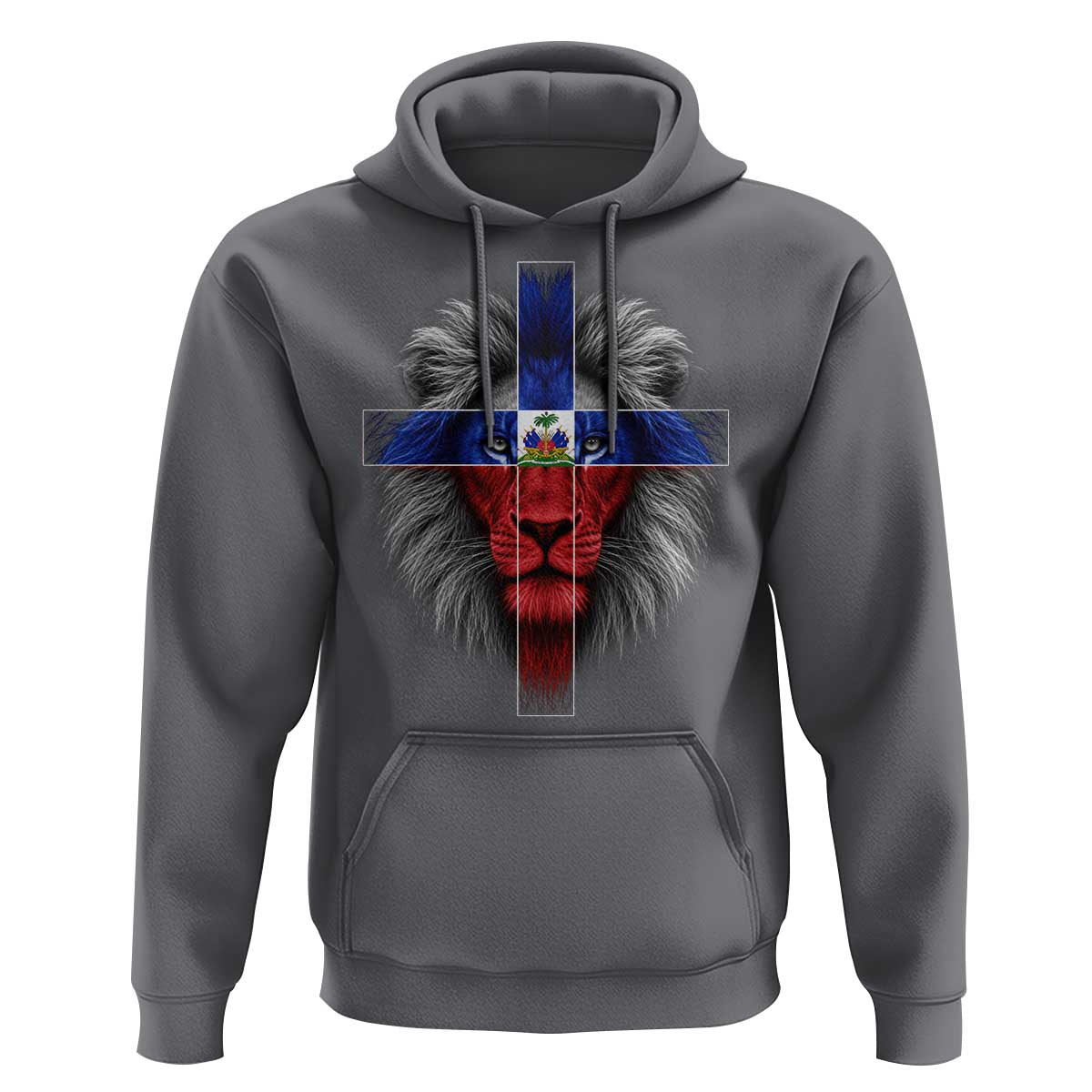 Lion of Judah Cross Haiti Flag Hoodie Christian Faith Haitian Pride