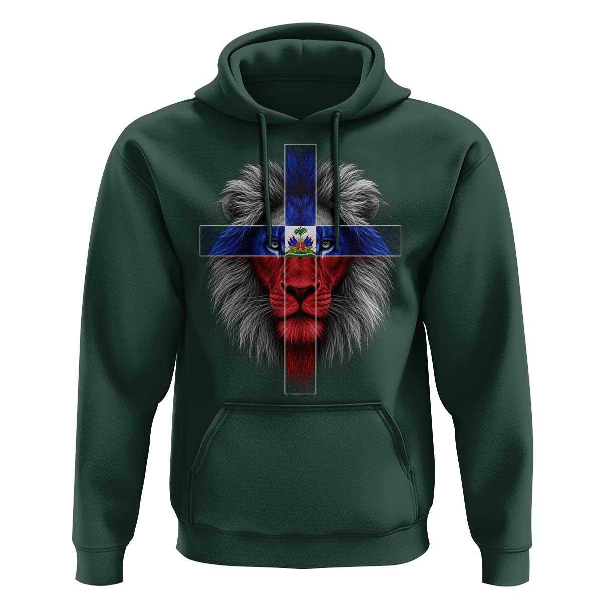 Lion of Judah Cross Haiti Flag Hoodie Christian Faith Haitian Pride
