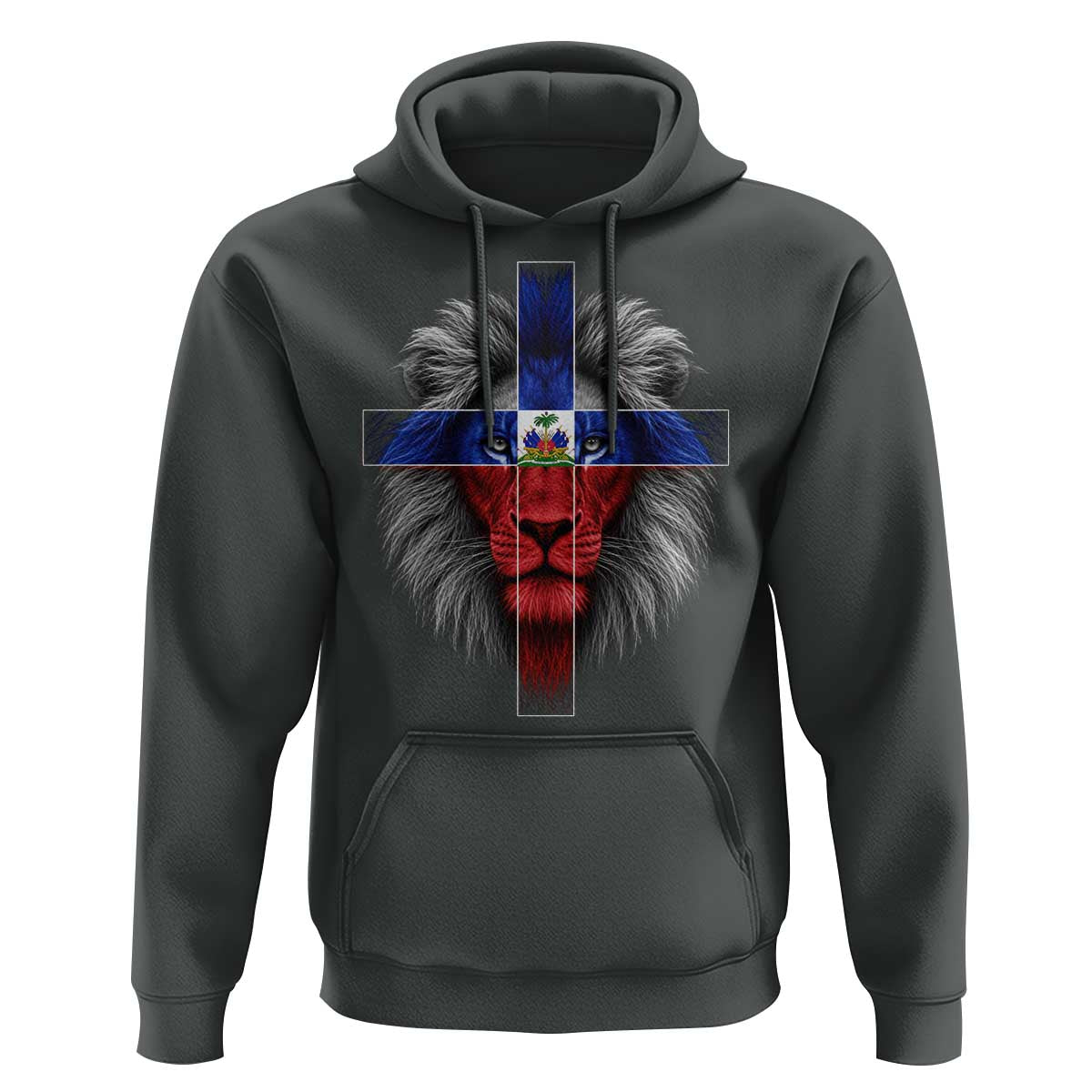 Lion of Judah Cross Haiti Flag Hoodie Christian Faith Haitian Pride
