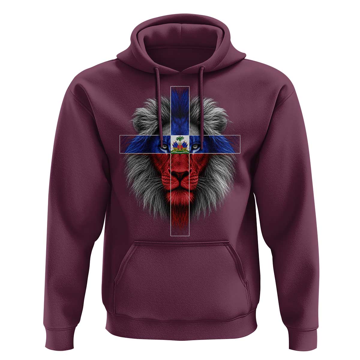 Lion of Judah Cross Haiti Flag Hoodie Christian Faith Haitian Pride