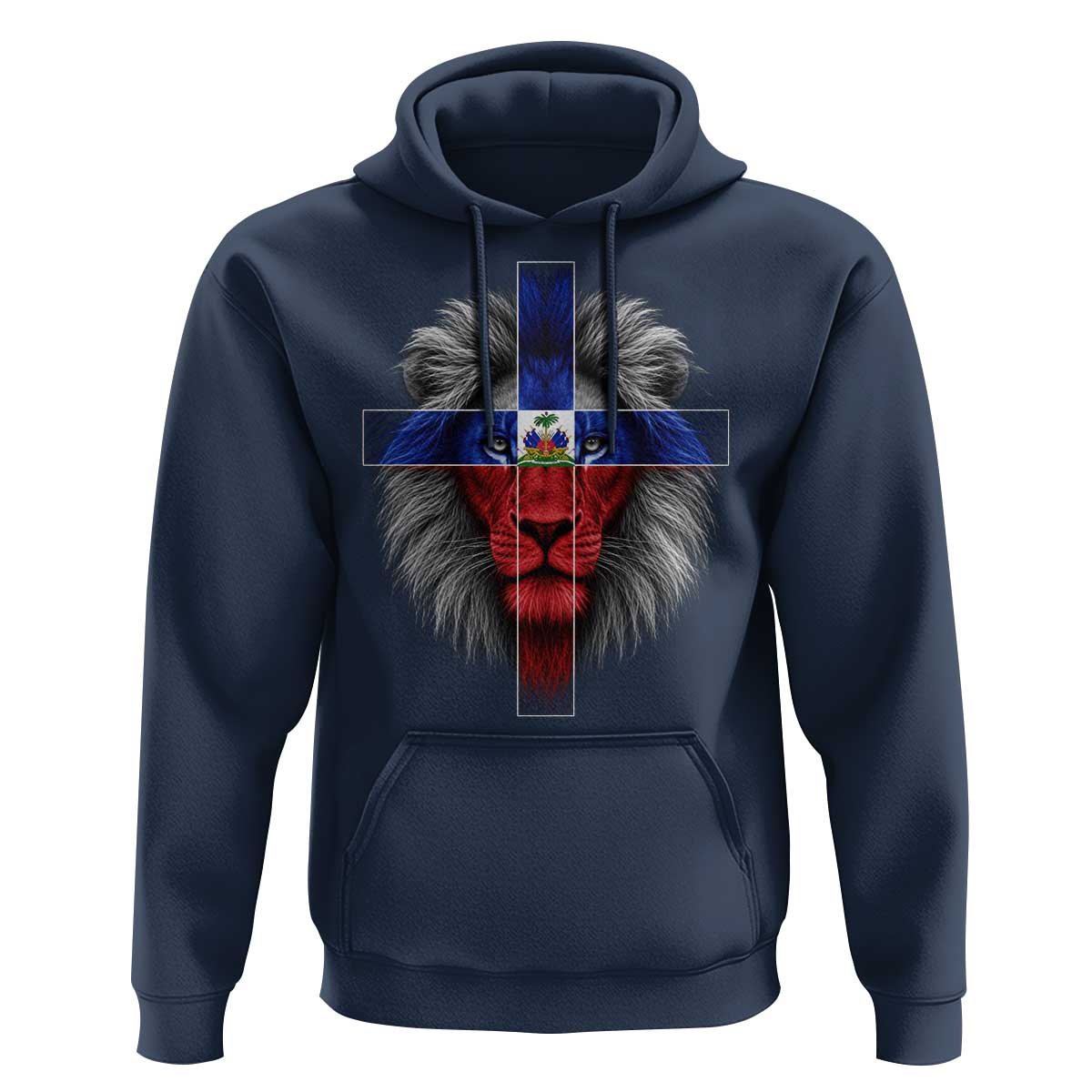 Lion of Judah Cross Haiti Flag Hoodie Christian Faith Haitian Pride